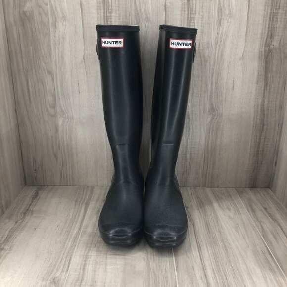 Hunter Boots Mens 7 Black Rubber Rain Shoes There is paint and no top strap main image 10